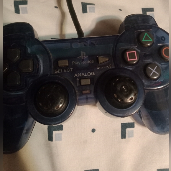 PlayStation PS2 Controller Official OEM DualShock Clear Blue SCPH-10010 - Picture 2 of 3